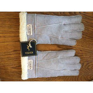 Yiseven Twin-Face Sheepskin Leather Gloves Shearling Gray Pink White NWT XL